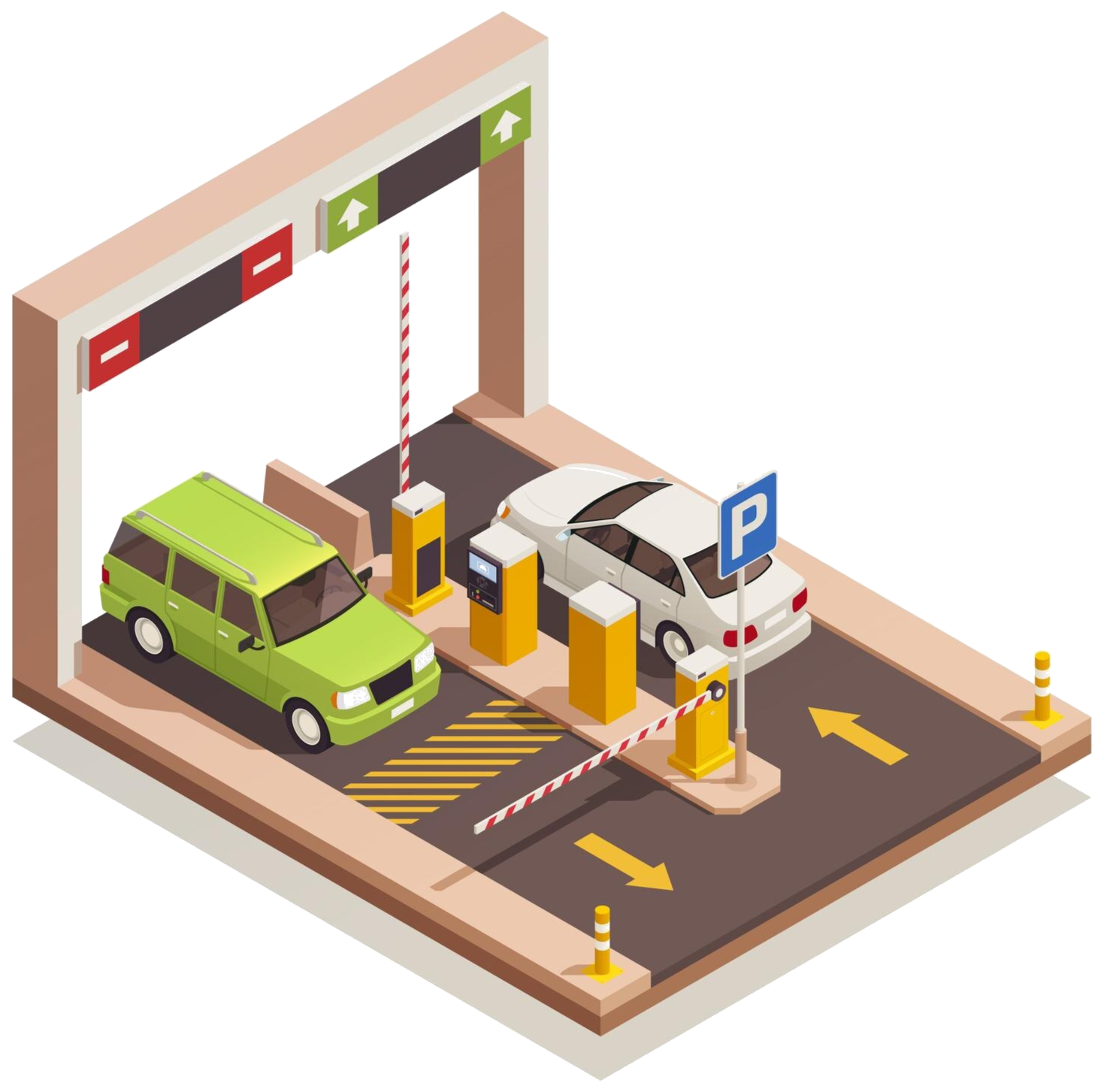 Isometrische Illustration einer Parkzufahrt